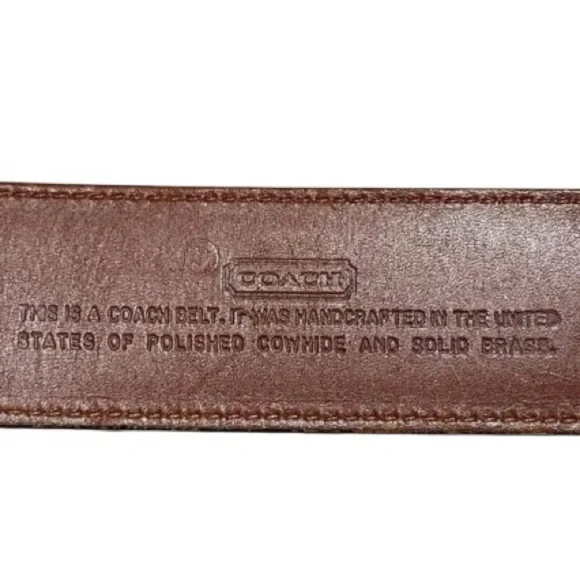 Vintage Coach Black and Brown Leather Dress Belt Brass Gold Buckle 8511 Medium - Picture 2 of 11